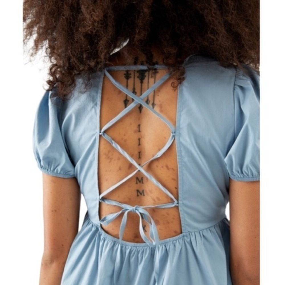 Kendall + Kylie Lace Up Poplin Dress- Blush - Picture 2 of 3